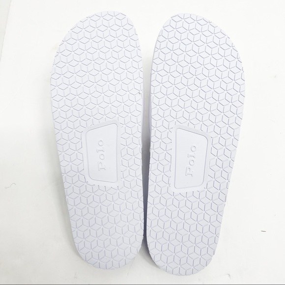 POLO Ralph Lauren CAYSON BEACH BEAR POOL SLIDES WHITE - Picture 10 of 16